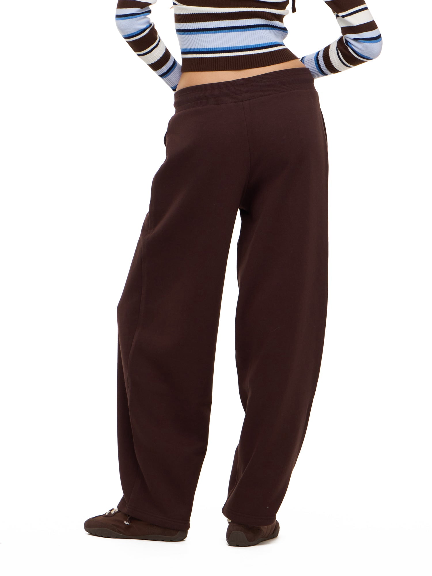 Forever 21 Women's Barrel Leg Joggers with Drawstring Waist and Bungee Hem, Fleece Balloon Pants with Side Pockets, Brown, XXS-XXL