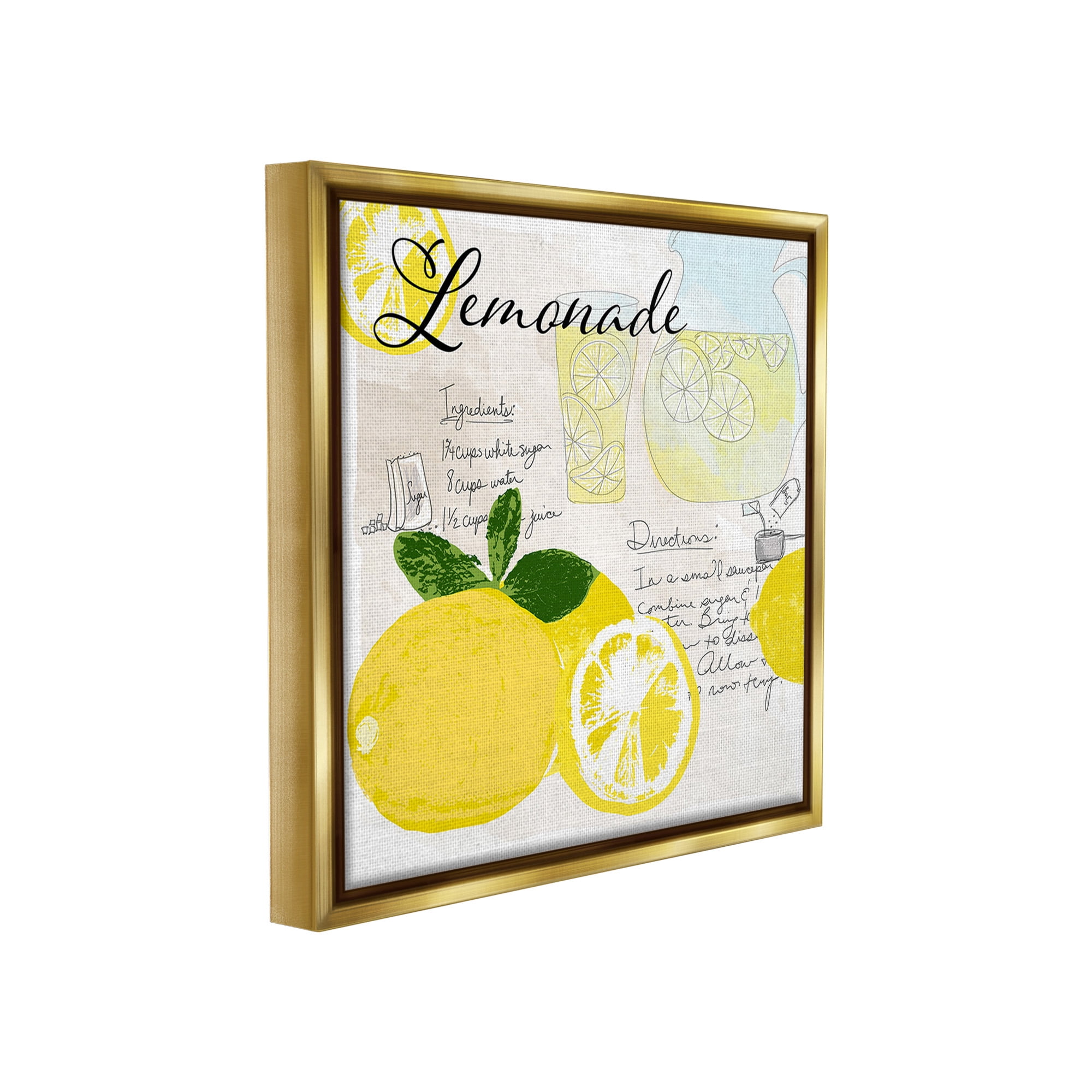 Stupell Industries Summer Lemonade Recipe Food & Beverage Painting Gold Floater Framed Canvas Art Print Wall Art, 25 x 25