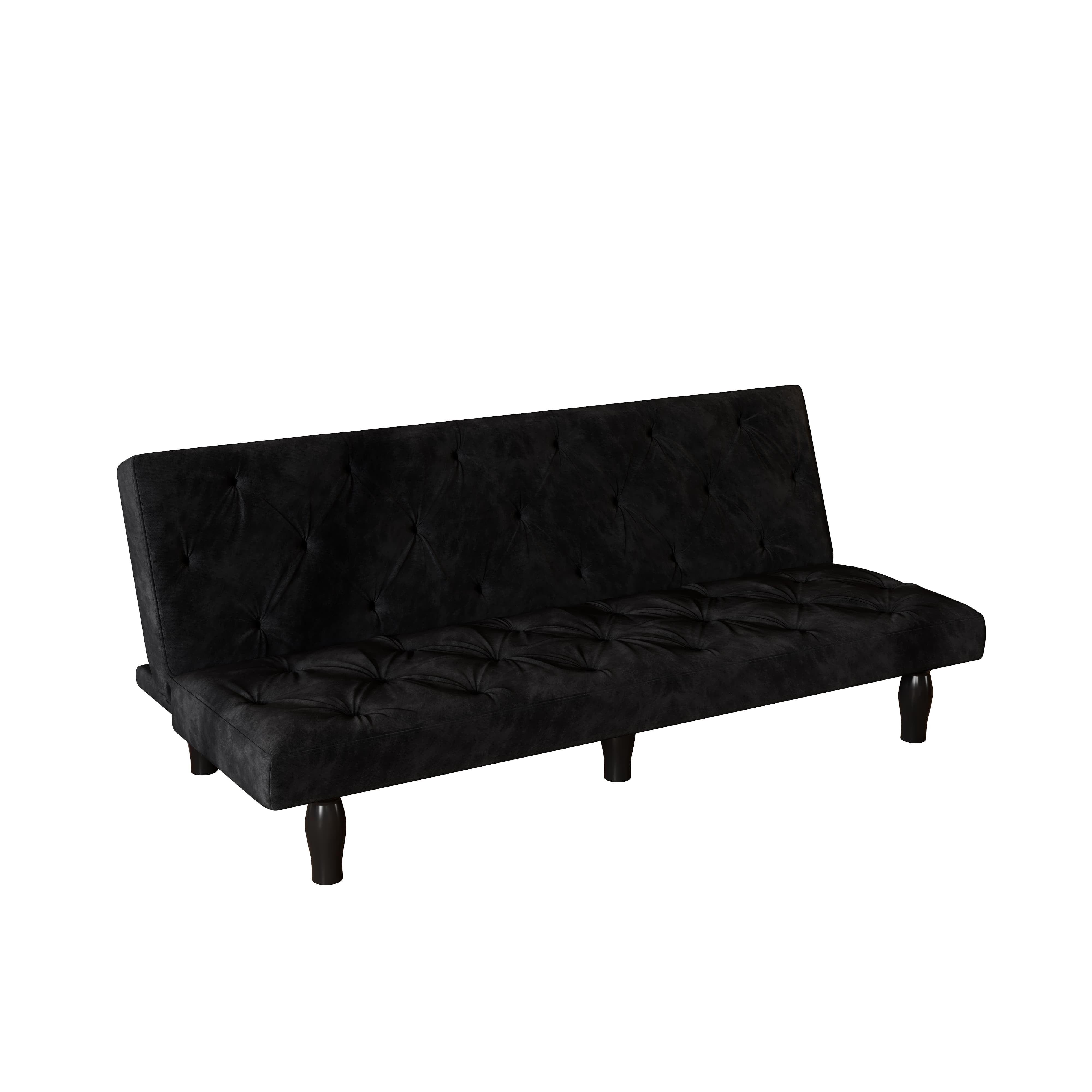 MAYEERTY 66" Velvet Convertible Sofa Bed Couch Loveseat Sleeper for Living Rooms, Apartments, Bedrooms, Black