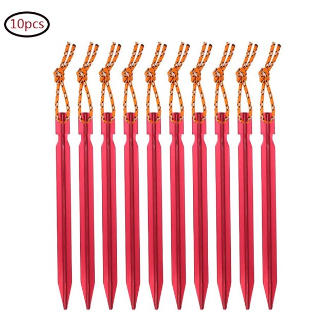 Clavijas para tienda de campaña Clavos para tienda de campaña con cinta y bolsa de almacenamiento, 10 piezas Adepaton LL-0329-2
