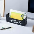 thumbnail image 3 of duomi-Premium Smoky Gray Acrylic Mail Holder with Decorative White Cursive Mail Label, Modern Wall Mounted or Tabletop Mailbox, Letter Storage Organizer Box, 3 of 4