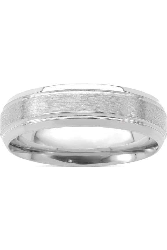 14K White Gold Light Comfort Fit Brush Satin Fancy Band (Size 8.5) Made In United States wb103l-8.5