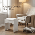 thumbnail image 2 of White Vanity Stool with Cushioned Seat, Makeup Chair for Vanity Desk, Modern Bedroom Dressing Table Stool, Armless Backless Seat, 2 of 7