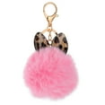 thumbnail image 3 of MLINS 1Pc Leopard Printed Ear Keychain Furry Ball Bag Pendant Gift Key Ring (Pink), 3 of 8