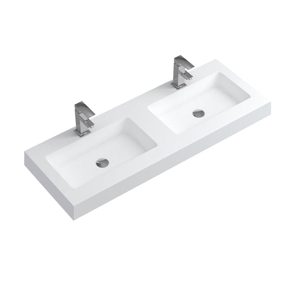 DAX Bayside 48" Double Vanity Top with Integrated Basin, Matte White