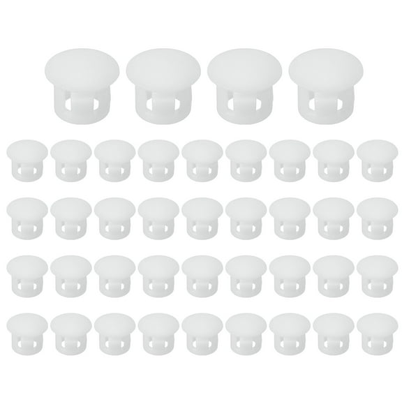 Uxcell 8mm/5/16" Plastic Hole Plugs, Flush Type Round Plug Snap in Locking Screw Hole Covers White 40 Pcs