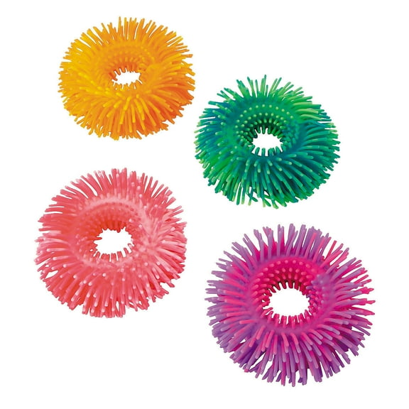 Fun Express 5" Bright Squishy Multicolor Rubber Sensory Bracelets – 12 Pieces