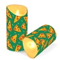 thumbnail image 3 of Pizza Green Pattern Flameless Candles 2 PCS with Remote Realistic Moving Flame LED Tapered Pillar Set for Home Decor, 3 of 7