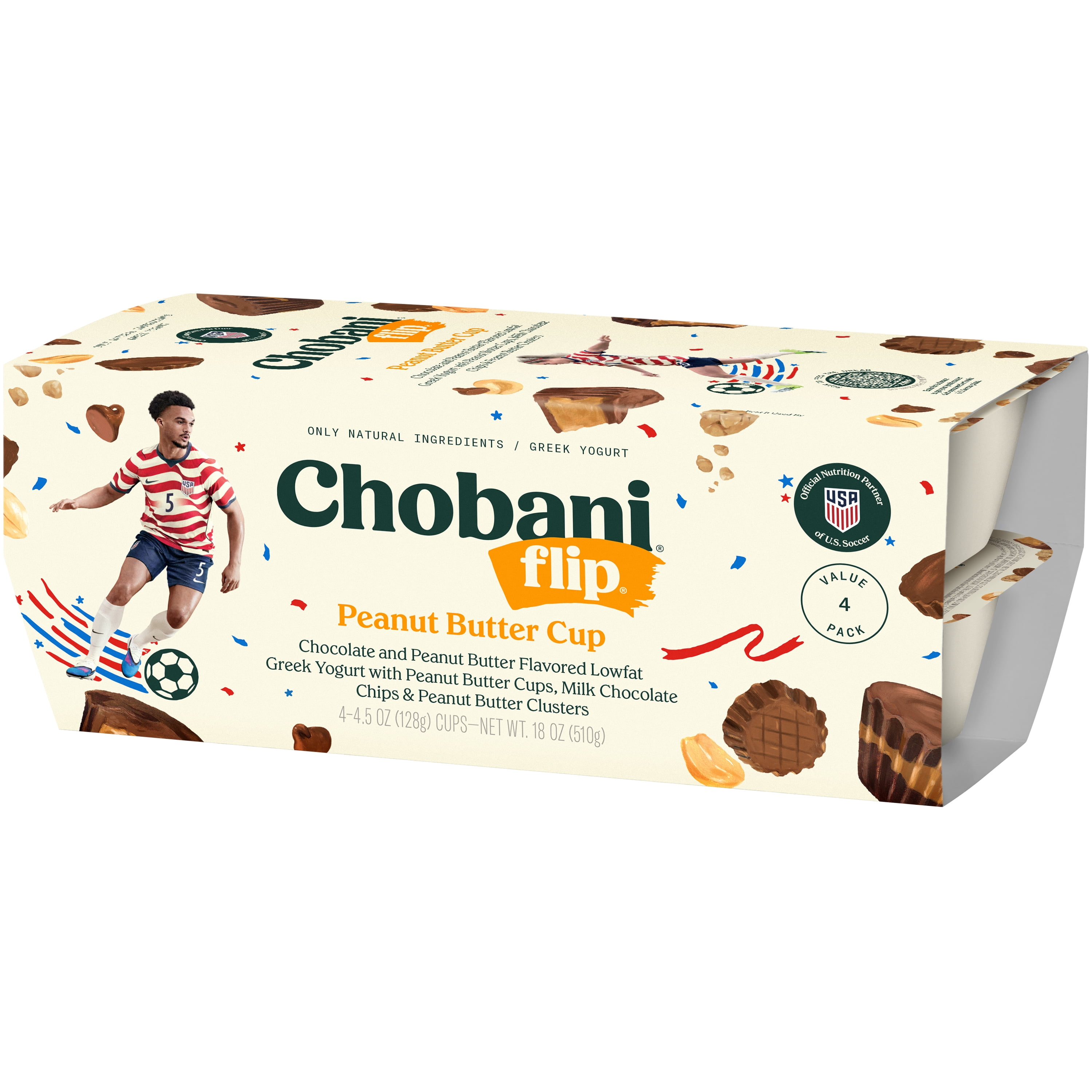 Chobani Flip Low-Fat Greek Yogurt Peanut Butter Cup 4.5 oz 4 Pack