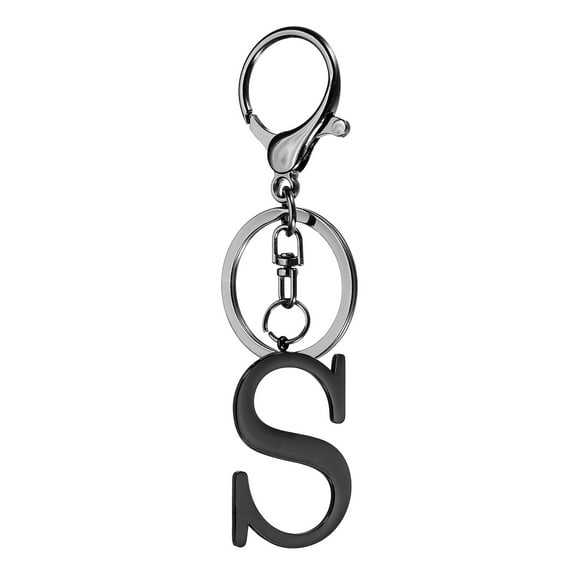 Uxcell Initial Letter Keychain, 1PCS Key Chain Stainless Steel, Black ( Letter S)