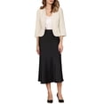 thumbnail image 2 of INSPIRE CHIC Women's Work Crop Blazer Open Front Collarless 3/4 Sleeve Peplum Suit Jacket S Beige White, 2 of 5