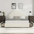 thumbnail image 5 of Twin Size Metal Bed Frame with Storage Drawers, Upholstered Boucle Platform Bed with Round Headboard, Heavy Duty & Noise Free, No Box Spring Needed, Beige with Sturdy Steel Slats, 5 of 8