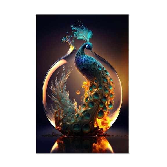 Canvas Wall Art - Ray Heere 'Proud Peacocks 38' Wall Art for Living Room, Bedroom, or Office DÃ©cor by Trademark Fine Art - 12 x 19 Inches