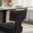 thumbnail image 2 of Hassch 2 Pack Chenille Upholstered Kitchen Side Chairs in Black, Modern Dining Chairs with Ergonomic Curved Backrest, Copper Nailhead Trim, Gold Stainless Steel Legs, 300lbs Load Capacity, 2 of 10