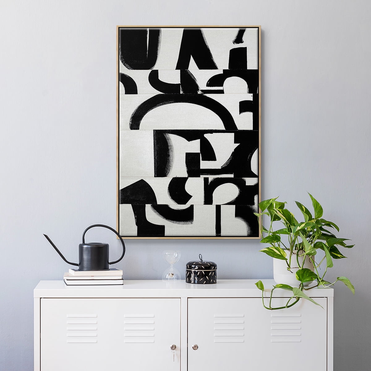 Prosperous Elements V11 Framed Premium Gallery Wrapped Canvas - Ready to Hang - 17 x 25 - Natural Wood Floating Frame