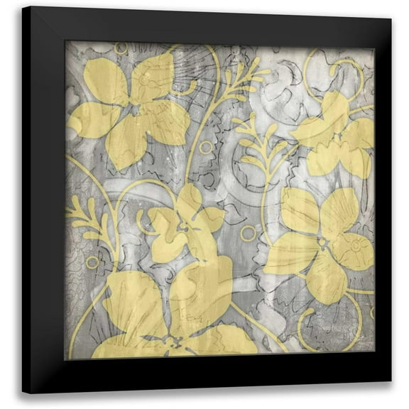 Goldberger, Jennifer 12x12 Black Modern Framed Museum Art Print Titled - Yellow and Gray II