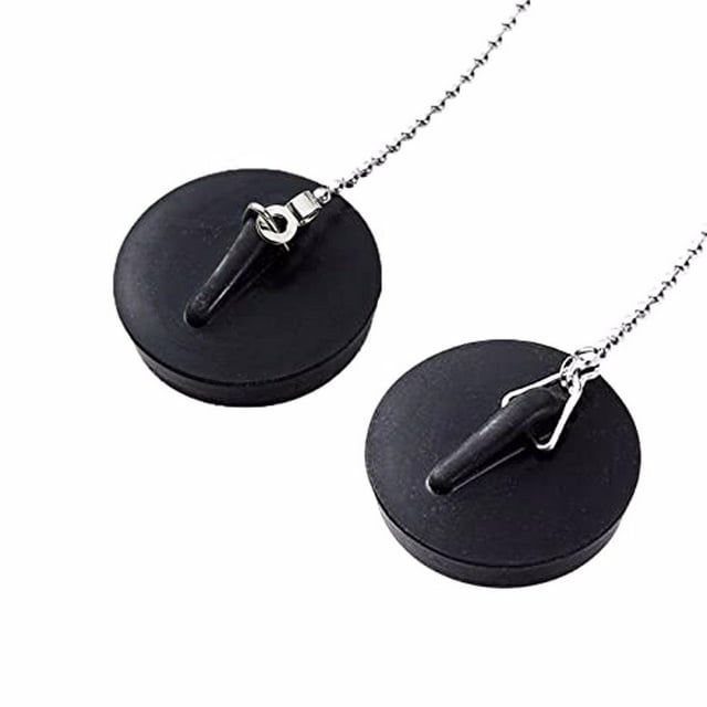 Wosthever Tapón de baño de goma con cadena, tapón de drenaje que no se deforma y a prueba de arañazos, tapón de fregadero, 2 uds. Suministros de limpieza para el hogar