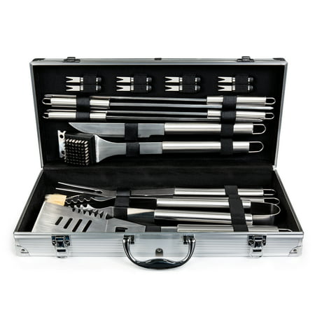 Best Choice Products BCP 19pc Stainless Steel BBQ Grill Tool Set With Aluminum Storage (Best Barbecue Grill Set)