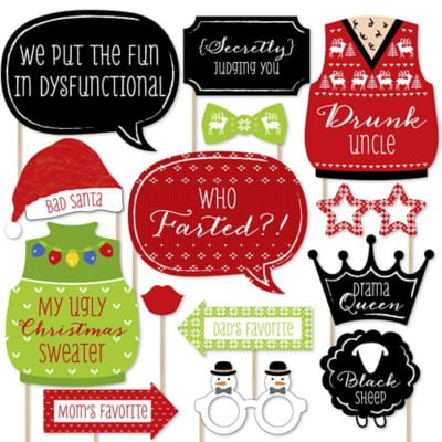 Pageant Christmas Theme Wear Christmas Family Reunion - Fun Family Theme Holiday Party Photo Booth Props Kit - 20 Count ()