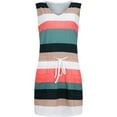 thumbnail image 2 of Robes d'Été pour Femmes Casual V Cou Sans Manches Spaghetti Robe Rayé Cordon Mini Robe avec Poches, 2 of 5