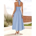 thumbnail image 3 of Vestido ZESICA de verano sin mangas, halter, midi, azul, mujer 2025, 3 of 7