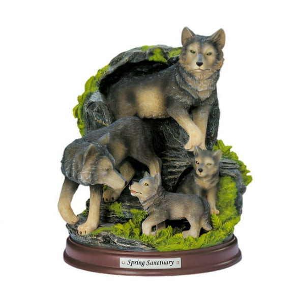 The Bradford Exchange Spring Sanctuary The Protectors Of The Pack Collection Issue #11 Realistically Hand Painted & Likelife Detail Wolf Sculpture 8-inches