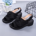 thumbnail image 5 of Womens Espadrilles Wedge Sandals, Bow Tie Wedge Open Toe Shoes, Beach Open-Toe Anti-Slip Sandals, Leisure Summer Shoes, Ankle Strap Sandals Black 5, 5 of 5