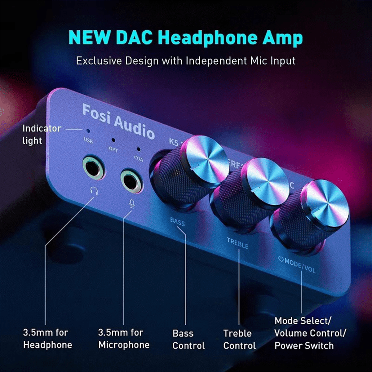 K5Pro USB DAC Gaming Headphone Amplifier Digital-To-Analog Audio