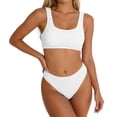 thumbnail image 1 of Rugged Ribbed Two Piece Bikini Set Featuring Wide Strap Top and Mid Waist Swimwear For All Seasons Beachwear, 1 of 5