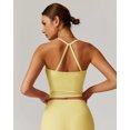 thumbnail image 2 of IBTOM CASTLE Tank Top Built in Bra for Women - Sports Yoga Workout Tops Crop Halter Neck Womens Padded Sport Back Bras Cami Yellow, 2 of 7