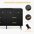 thumbnail image 3 of DWVO Morden 6-Drawer Double Dresser, Wood Dresser Storage Cabinet with Metal Handles, Chest of Drawers for Bedroom Living Room Sideboard Hallway, Black, 3 of 10