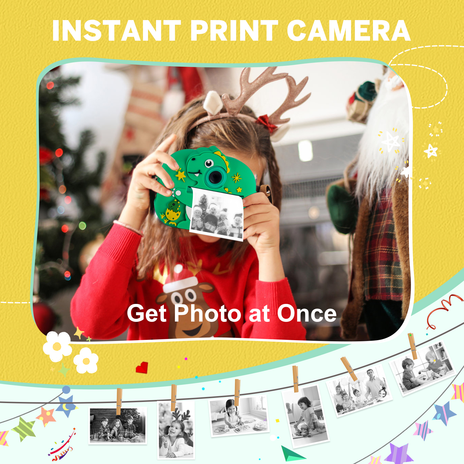 Inadays Kids Instant Print Digital Camera 1080P Green photo 4