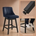 thumbnail image 5 of Swivel Counter Height Bar Stools, Set of 2, 27'' Modern Bar Stool with Curved Back and Solid Wood Legs, Bar Stools for Kitchen Island, Faux Leather Blue, 5 of 7