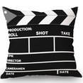 thumbnail image 2 of Funda de almohada de película para amantes del cine | Tejido de poliéster suave con estampados clásicos de cine | Diseño de palomitas de maíz, tiras de película y claqueta para decorar el dormitorio, 2 of 3