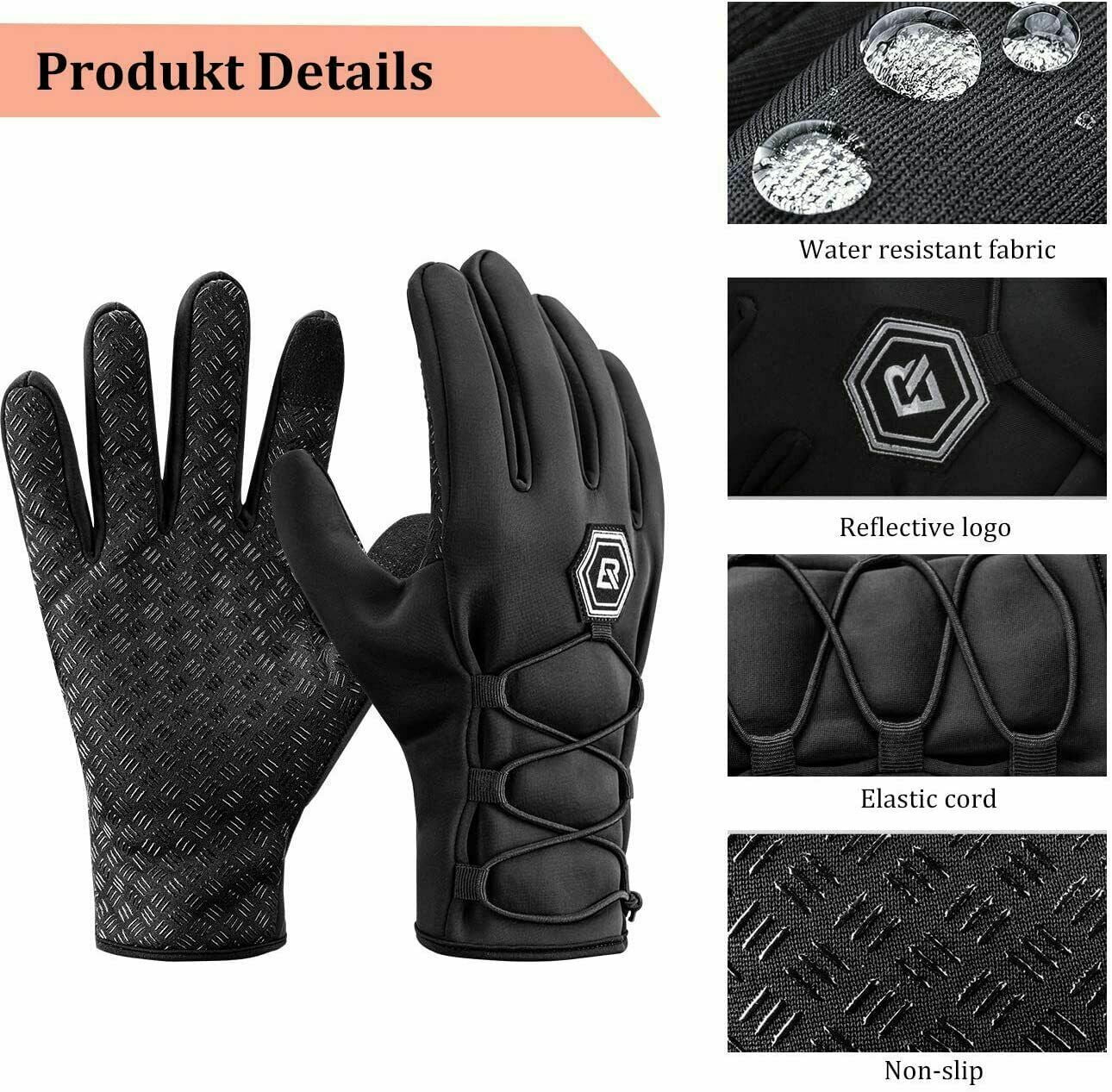 RockBros Winter Full Finger Fleece Thermal Warm Reflective Touch Screen Gloves 