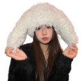 thumbnail image 4 of YAOBAMM Elastic Solid Color Hat Ladies Winter Hat Long Rabbit Ear Hat Fluffy Cozy Thick Plush Warm Windproof Ear Protection Pure Color Lightweight Unisex Party, 4 of 7