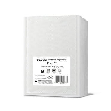 Wevac Lite 8" x 12" 250 Count Freezer Bags, Cleaners Vacuum Seal Bags for Food, Clear