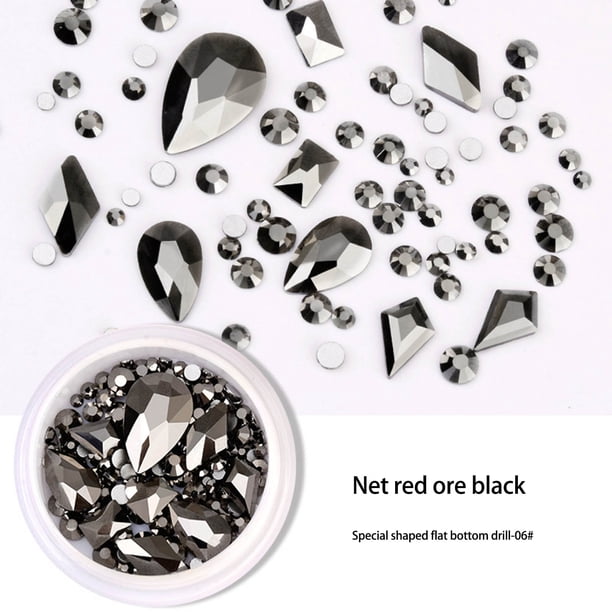 Uñas postizas a presión, regalos para mujeres, joyería para uñas, diamantes grandes, gota de agua, diamantes de imitación de fondo plano, conjunto mixto, caja, crema hidratante
