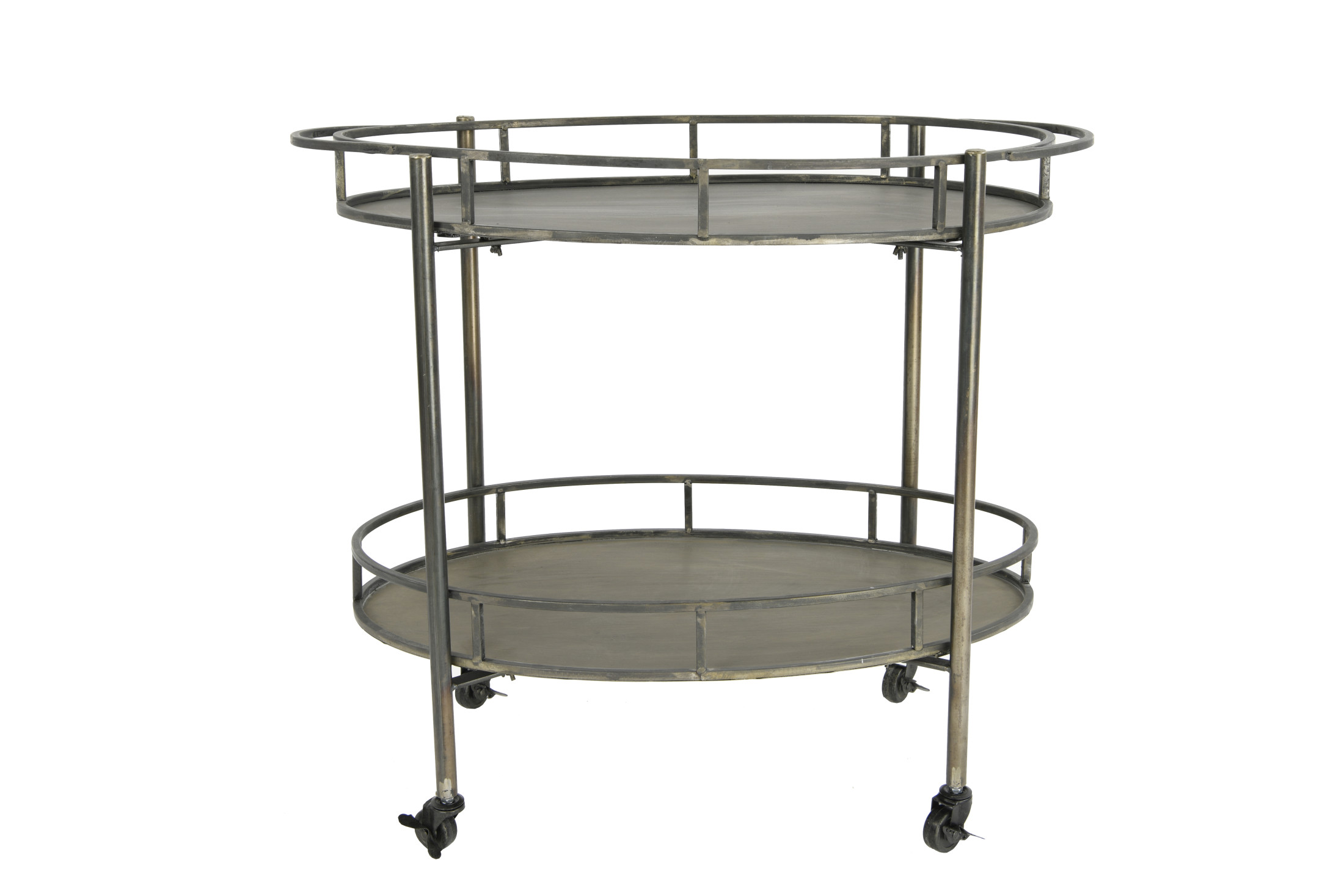 Creative CoOp 2Tier Metal Bar Cart with Locking Caster Wheels