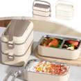 thumbnail image 1 of Boîte À Lunch En Acier Inoxydable,Compatible Micro-Ondes,Double Couche,Compartiments Multiples,Pour Enfants,École,Bureau,Rangement Facile,for Shelf Organization,PENDANE,Khaki, 1 of 8