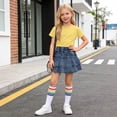thumbnail image 6 of Cethrio Girls Cotton Outfit Sets, Short Sleeve 3 Piece Summer T-shirts Skirts and Socks Set Yellow Size 9-10 T, 6 of 7