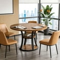 thumbnail image 4 of Round Conference Table for 2-4 People, 39 Inch Modern Small Meeting Room Table with 2-Tier Storage Shelf and Metal Base for Office, Conference Room, Small Spaces, Rustic Brown, 4 of 9