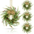 thumbnail image 1 of 4 Pcs Couronnes de Noël de 9 Pouces pour Armoire de Cuisine Cèdre Artificiel Pin Couronne Suspendue avec Baies Rouges Aiguilles de Pin pour Porte d'Entrée Couronnes de Noël Hiver Décorations de Ferme Maison, 1 of 8