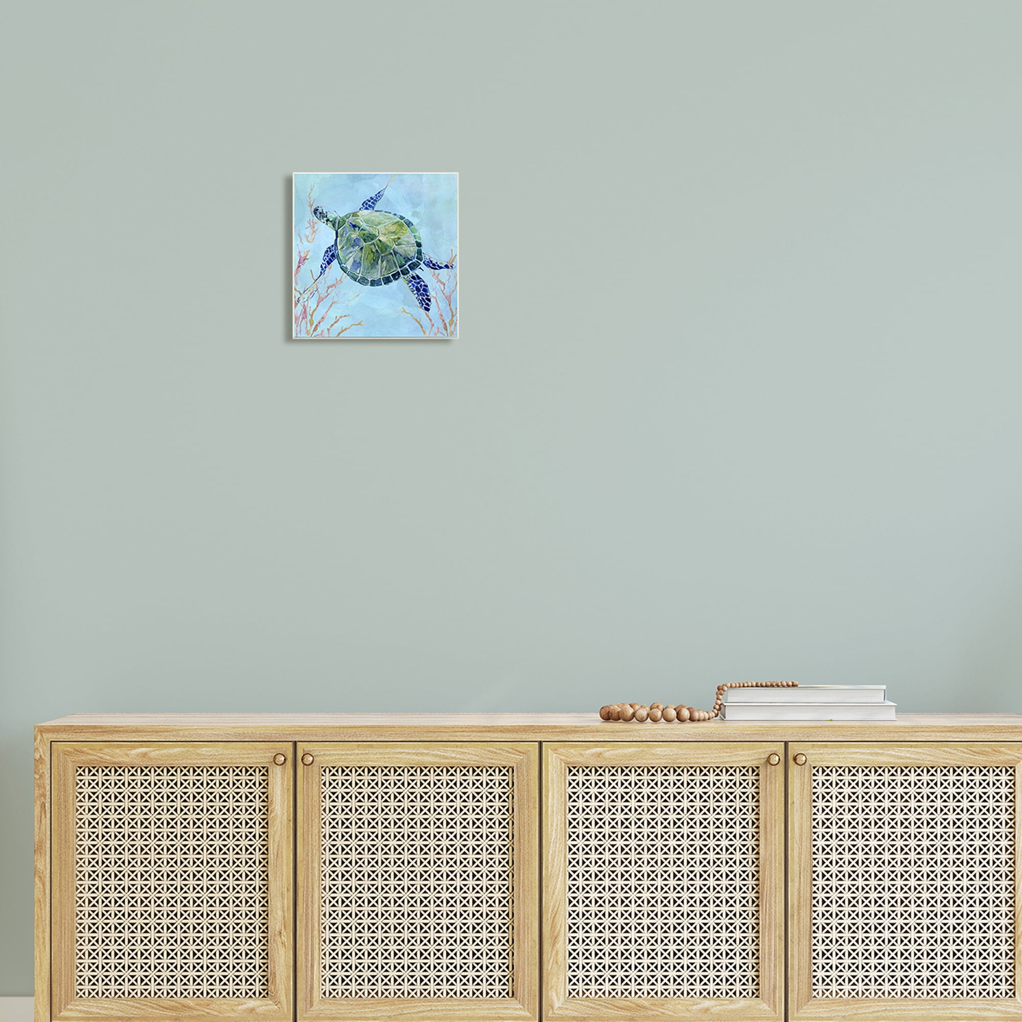 Stupell Industries Deep Sea Aquatic Tortoise Orange Kelp Water Turtle, 12 x 12, Design by Carol Robinson