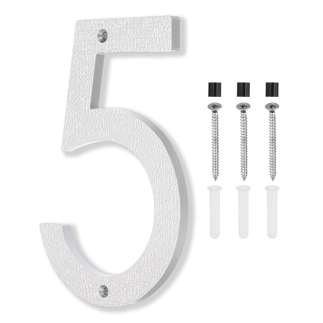 8 Inch House Numbers, House Address Numbers Sign Large Floating House Numbers Modern House Numbers with Screws for Outside Door Wall Street, Silver, 5