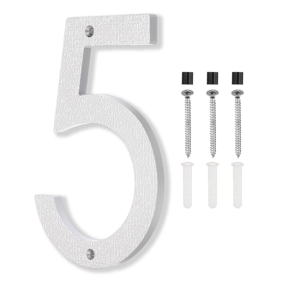 8 Inch House Numbers, House Address Numbers Sign Large Floating House Numbers Modern House Numbers with Screws for Outside Door Wall Street, Silver, 5