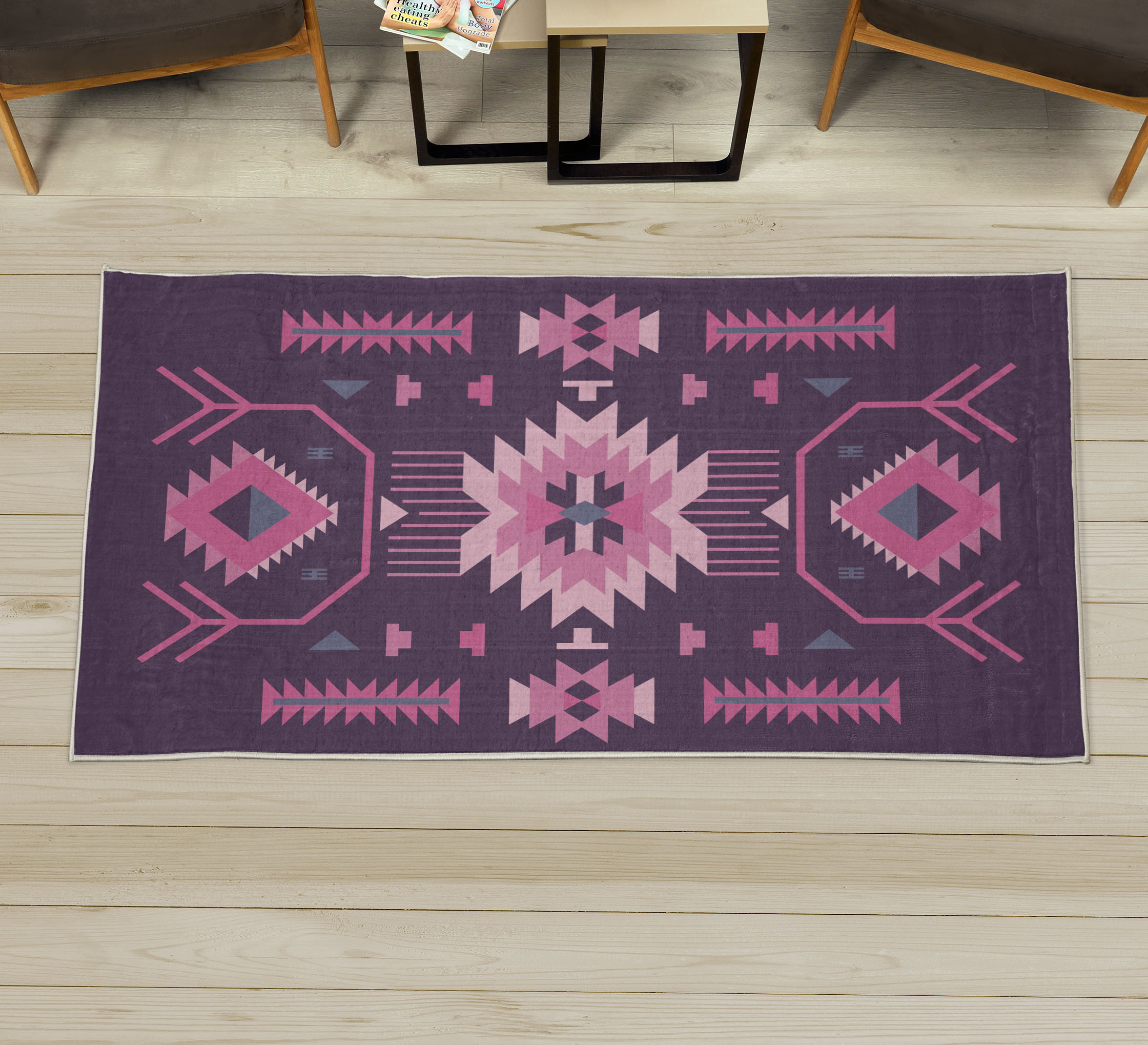 Southwestern Decorative Rug, Ethnic Illustration of a Zigzags Design