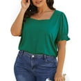 thumbnail image 4 of UVN Square Neck Tops for Women Summer Puff Short Sleeve Shirts Dressy Casual Tunic Blouses, 4 of 9