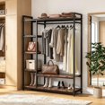 thumbnail image 6 of Freestanding Black Metal Coat Rack with 4 Tiers of Shelves and Hanging Rod, Industrial Entryway Hall Tree Organizer for Coats, Hats, Bags, Shoes and Daily Accessories, 6 of 6