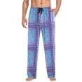 thumbnail image 4 of Blue Chevron Pattern Mens Pajama Pant Sleep and Lounge Bottons with Pockets, 4 of 7